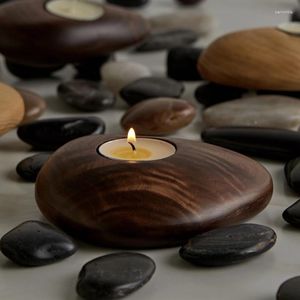 Titulares de velas feitos à mão moderna de madeira de nogueira Candlestick Presente Criativo Presente de Casamento Barra de Decoração da Decoração