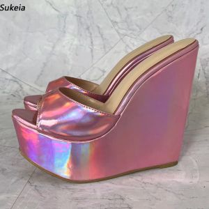 Sukeia Women fatte a mano Piattaforma estiva Sandali Slingback spicchi tacchi alti tacchi rotondi di punta splendide scarpe da donna noi taglie taglie 4-20