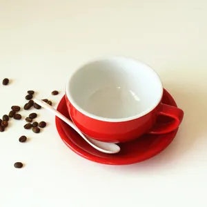 Tassen 3pcs/Set Becher Tablett 350 ml Große Keramik Zeichnung Tasse Cappuccino Kaffee Suppe Latte