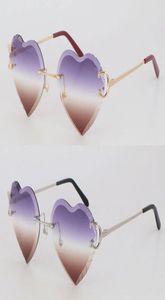 Whole Selling C Decoration Wire Frame Sunglasses Women Rimless UV400 Luxury Diamond Cut Men Design glasses Outdoors Mirrored S3022532