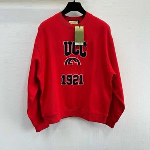 24 Ceiling Early Spring Year Red 1921 Double Letter Towel Embroidered Pullover Sweater for Men and Women