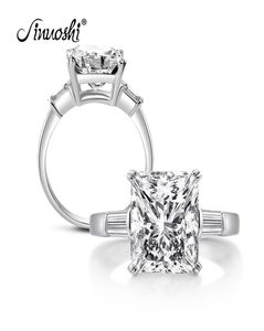 5ct grandes anéis quadrados retângulo cortado anel de princesa 925 Solid Sterling prata linda judeu judeu oeste de anéis de casamento de estilo ocidental v195288545