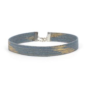 Chokers Vintage gebürstete gestickte Denim -Lace -Kette Halskette geeignet für Frauen Einfache Faltenkette gefälschte Halskette Eleganter Schmuck D240514