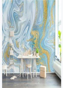 Wallpapers Custom Wallpaper Mural Po Wall Sprinkled Gold Blue Texture Elegant Light Luxury Fashion Line TV Background6279491