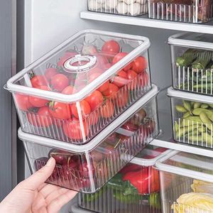 Storage Boxes Bins Transparent frozen food container fresh vegetable and fruit basket refrigerated box kitchen organizer S245304