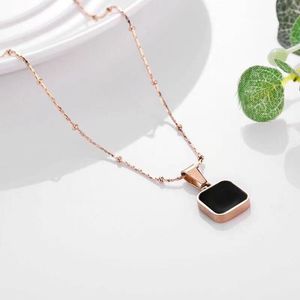50pcs/lot Stainless Steel Necklaces Black Exquisite Minimalist Square Pendant Choker Chains Fashion Necklace For Women Jewelry Party Gifts