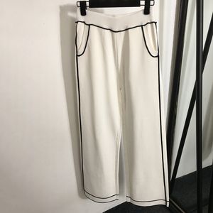Basit Katı Pantolon Kadın Tasarımcı Pantolon Yüksek Bel Örgü Pantolon Modaya Desen Tasarım Uzun Pantolon Artı Beden Toz Taytlar