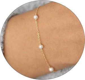 Sewyer utsökta kvinnors armband 14K Guldpläterad Cross Pearl Cz Leaf Armband Set Gold Layered Armband Daglig smycken