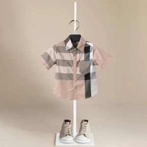 Camisa de verão de garoto de alta qualidade Camisa de manga curta de menino de menino vestido de menino Camisa infantil camisa de bebê camisa de criança 240514