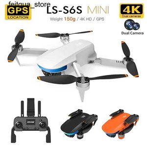 Drönare Ny S6S Mini GPS Drone 4K Professional Dual HD EIS Camera Optical Flow 5G WiFi Brushless Folding Four Helicopter RC Helicopter Toy Drone S24513