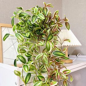 Decorative Flowers Artificial Plant Green Wall Hanging Ivy Leaf Garland Vine Foliage Rattan Leaves Wedding Party Home Decorations DIY Fake