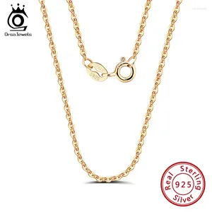 Pendants ORSA JEWELS Champagne Gold Color Silver Chain O-chain Basic Cross Italian 925 Sterling Cable Necklace SC06-X