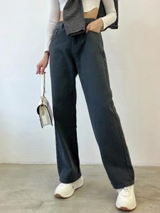 Kadın Kot pantolonları Kadınlar Gri Erkek Erkek Bollgy geniş bacak tam uzunlukta denim pantolon sokak kıyafetleri 2024