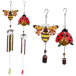 Decorative Figurines Metal Wind Chimes Bee Beetle Glass Art Painted Iron Crafts Hanging Pendants Bell Aluminum Pipe Home Courtyard Decors