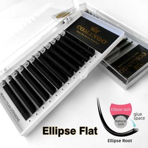 False Eyelashes CoMango Matte Ellipse Flat Base Eyelash Extension High-Retention Split-tips Silk Mink Super Soft Lashes Supplies Cilios