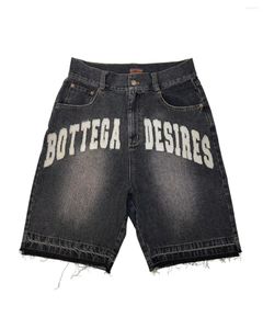 Calça feminina bordado de tendência vintage bordado de jeans de jeans de jeans punk joelho casual para homens e mulheres streetwear