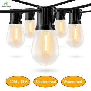 Shatterproof S14 Retro Street Garland String Light Plastic Bulb Waterproof 220V E27 LED JUL UTAN PARTY DECORATION 240514