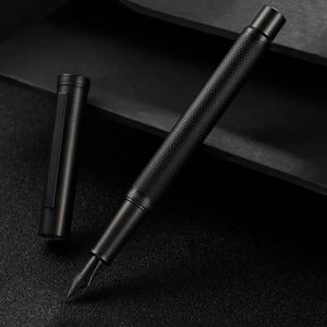 Hongdian Black Forest Metal Metal Fountain Pen Black Ef/F/Bent King Beautiful Tree Texture Writing Ink Pen for Business Office 240425