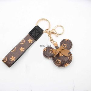 Leather PU Qiqi Mouse Womens Wallet Keychain Belt Decoration Bowtie Belt Pendant Quality Gift