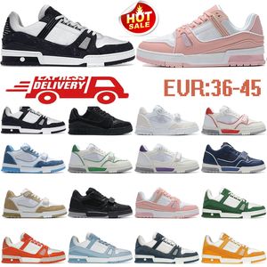 New designer shoes Embossed best quality Trainer Sneaker white black sky blue green denim pink red luxurys mens casual sneakers low platform womens trainers EUR 36-45