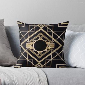 Pillow Art Deco Vintage 1920 ERA The Great Gatsby Gold Black Pattern Black Elegant Chic Modern Trendy Throw di divano S Covers