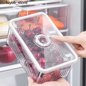 Storage Boxes Bins Transparent frozen food container fresh vegetable and fruit basket refrigerated box kitchen organizer S24513