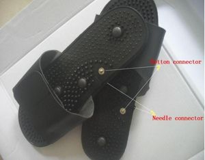 Electrode Massage Slippers for Tens Acupuncture Therapy Massager Machine Physiotherapy Body Foot Relaxing Black Rubber withcable8029559