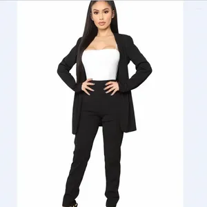 Women's Two Piece Pants Brief Fashion Office Lady Clothes Full Sleeve Long Blazers And Slim 2 Set Suit