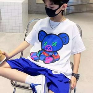 2024 New Explosive Street Fashionable T-shirt Short Middle and Big Children's Top Half Sleeved Summer Fashion Instagram