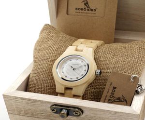Bobo Bird O10 Case Case Body Женщины бамбуковые деревянные часы кварцевых движений Небольшой размер часов в деревянной подарочной коробке7566424