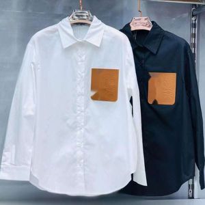 Designer Loewve Shirt Luxury moda feminina blusas de alta qualidade camisa de algodão puro solto e confortável mangas compridas