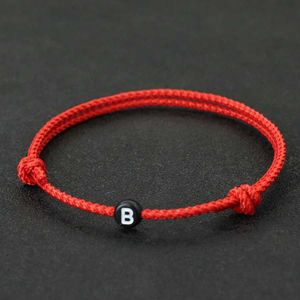 Charm Bracelets New 26 Letters First Name Bracelet Unisex Handmade Sliding Adjustable Lucky Red String Braslet Couple Gifts Friendship Jewelry Y240510