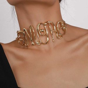 Chokers Kmvexo överdrivna chunky tungmetall vridna halsband kvinnor punk gotisk ihålig brevkedja grunge smycken ångpunk män d240514