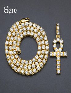 Högkvalitativ europeisk och amerikansk gata populär egyptisk anhe Rhinestone Key Pendant Nightclub Hip Hop Mens and Womens Halsband8641317