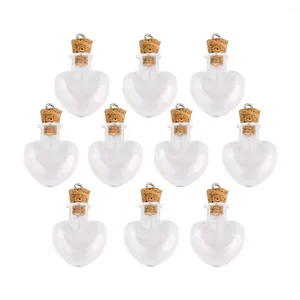 Dekorativa plattor 10st Glass Cork Bottle Glasses Ampoules Wool Pendants Heart Form