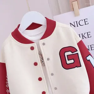 Giacche da 3-4 anni Girls Baseball Jacket Baseball Jacket Spring Autumn Autums Children Fashion Splicing Lettera