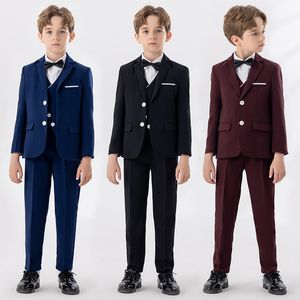 Boys Suit Children's Dress Set Boys Host Chorus Piano Performance Dress Suit (Shirt + Jacket + Vest + Trousers + Bow Tie)