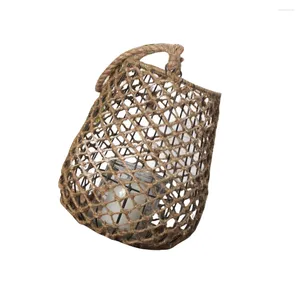 Candle Holders Woven Rope Night Light Garden Decorative Lampshade Bar Cafe Lanterns Candlestick Decoration Lamp (Size)