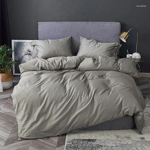 Bedding Sets Pure Cotton Solid Set Light Luxury Satin Silk Bedclothes Soft Bed Linen Duvet Cover Pillowcase Summer