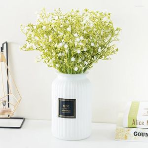 Декоративные цветы 3pcs белый гипсофила искусственный домашний букет