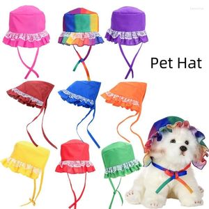 Hundkläder justerbar rem stickad hatt för husdjur delikat hemming hängdekor hög elasticitet söt sommar solskade 1 st