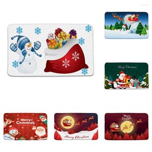 Bath Mats Cartoon Santa Claus Snowman Mat Xmas Tree Gift Christmas Elk Bathroom Decor Absorbent Doormat Kitchen Toilet Door Floor Rug