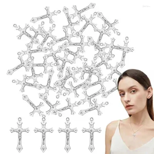 Decorative Figurines Small Cross Charm 50Pcs Metal Jewelry Pendant Jesus Christ Pendants Crafting Findings Accessory