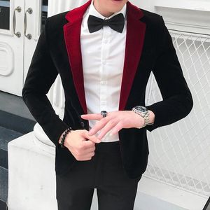 Men's Suits 2024 High Quality Gold Velvet Men Suit Jacket Fashion Wedding Dress Casual Slim Formal Evening Blazer 2XL