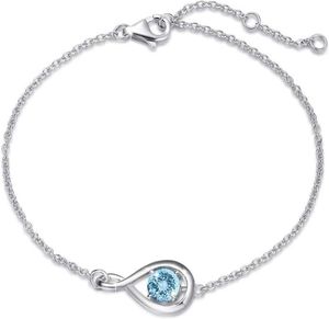 FANCE 925 Sterling Silver Birthstone Womens Armband Exquisite Simple Infinite Armband Exquisite Jewely Birthday Anniversary Valentines Day Gift for Girl Mo