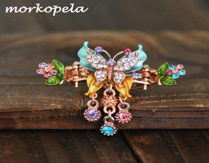 Morkopela Hair Clips Butterfly esmalte o charme vintage Rhinestone Hairpin Clips Women Women Banquet Claw Accessoires Jewelry3058470