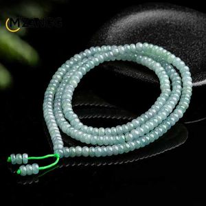 Beaded Necklaces High grade natural Burmese jadeite blue water Abacus bead necklace ice shaped mens and womens jade bracelet luxury jewelry d240514