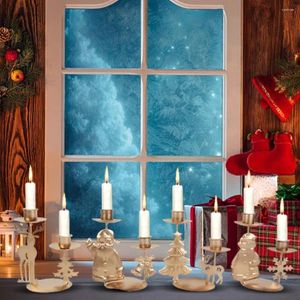 Candele Babbo Natale Snowflake Star Christmas Candlestick Ornament Gift Porta desktop per decorazione da tavolo di Natale