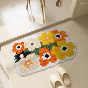 Carpets Tufting Floral Bathroom Mat Soft Rug Kids Bedroom Carpet Playmat Floor Anti Slip Pad Aesthetic Home Room Winter Warm Decor