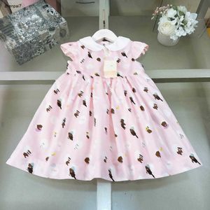 Top Girls Partydress Crianças Roupas de Designer Pink Design de bebê Tamanho de bebê 100-160 cm Patterns Animal Dress 24April